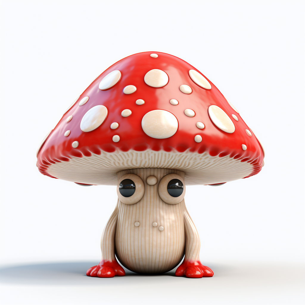 Funny Toadstool Character on White Background