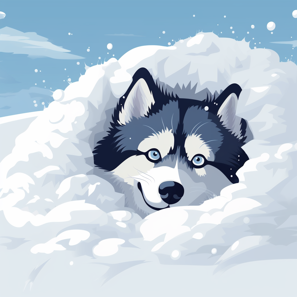 Cute Husky in Snow Illustration