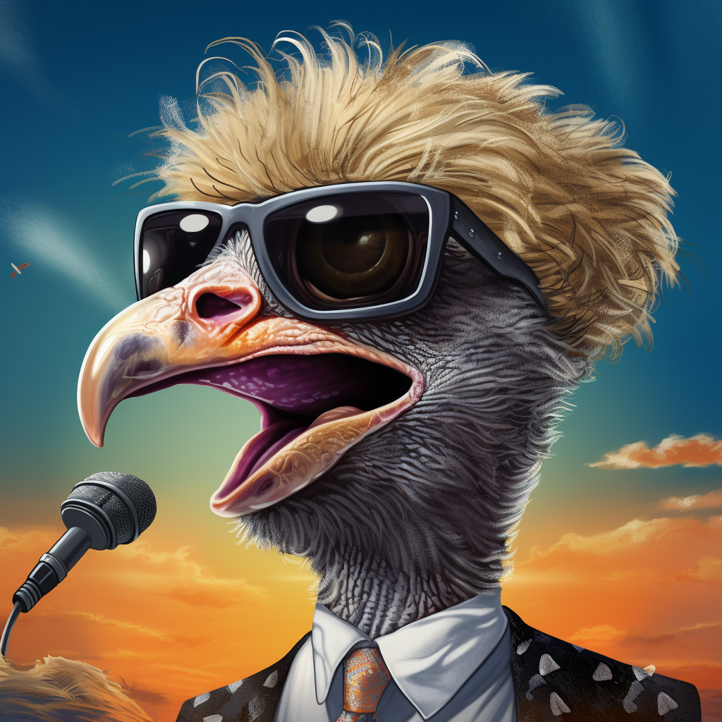 Anthropomorphic Ostrich with Sunglasses