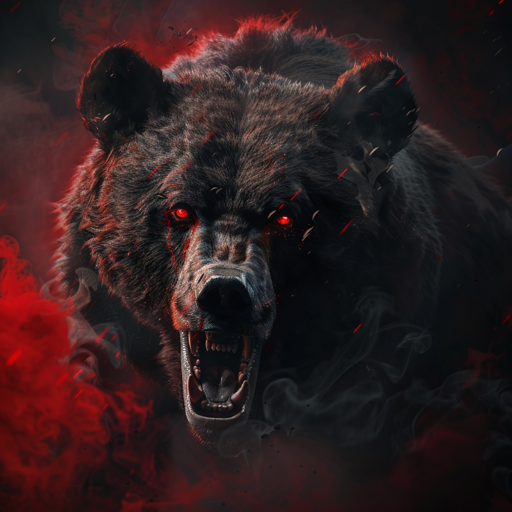 Angry bear with red eyes