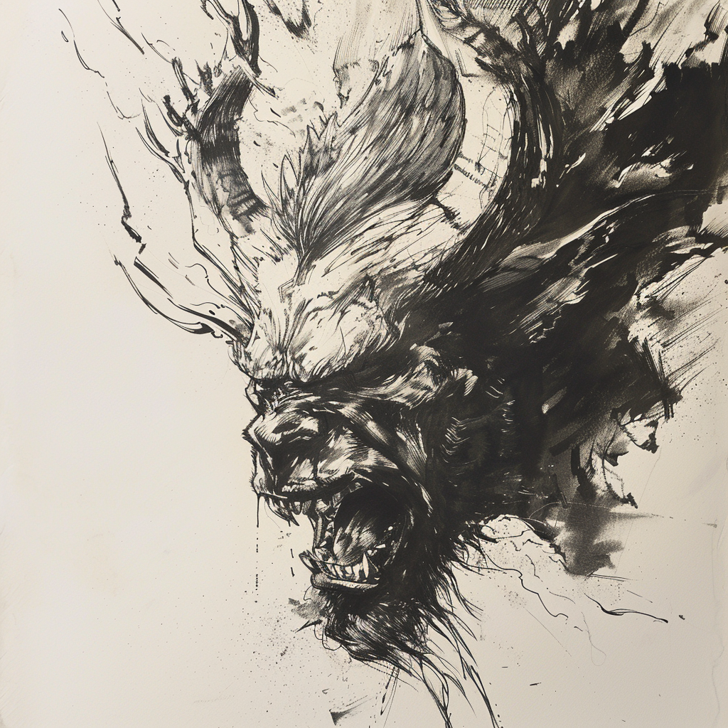 Angry Ink Sketch Drawing Art