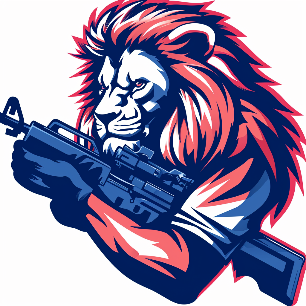 furious man with lion head assault rifle