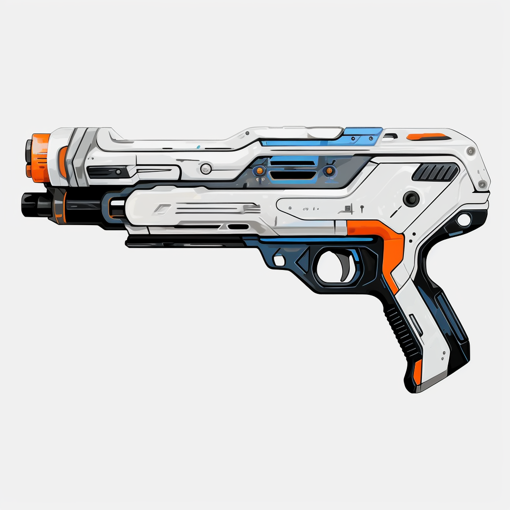 Futuristic white blaster gun with sleek design