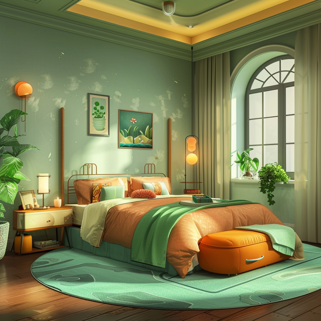 Cartoon furnished room interiors