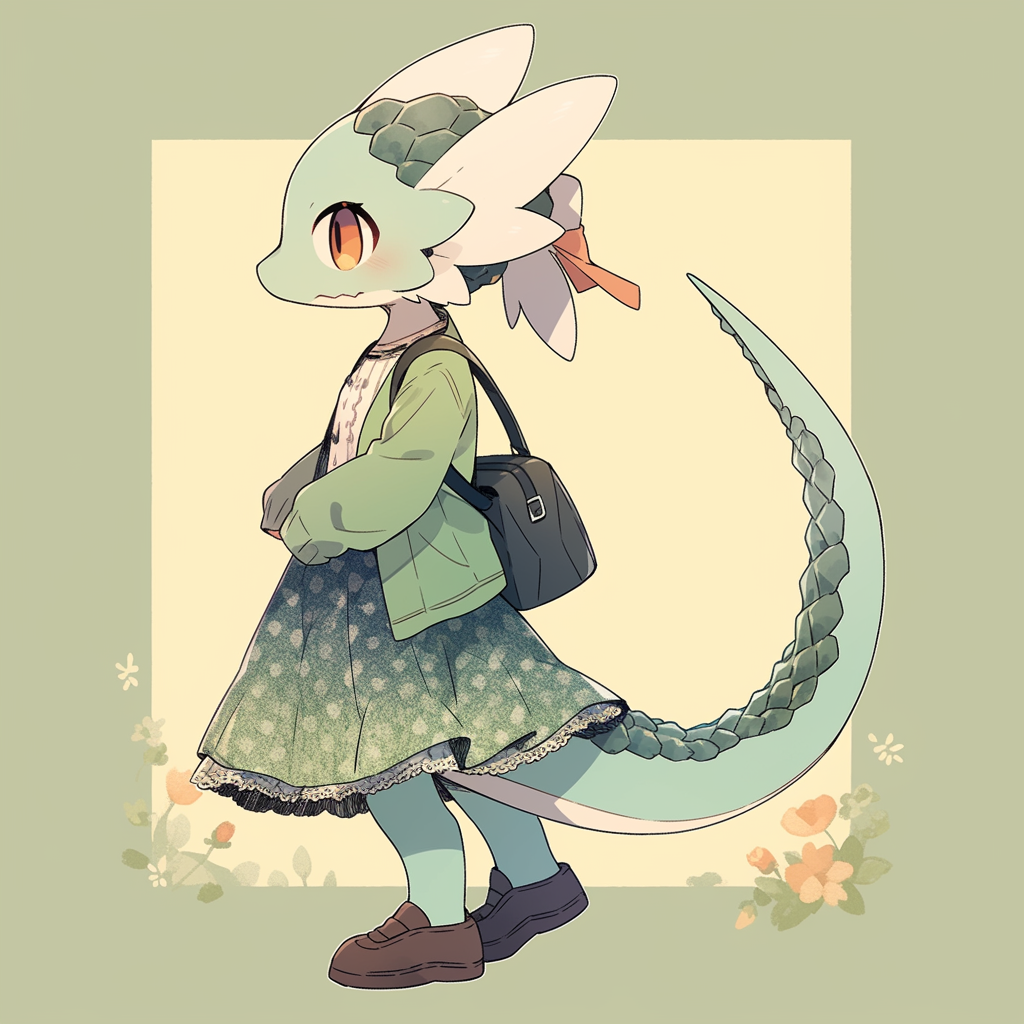 Cute furry female lizard anthro