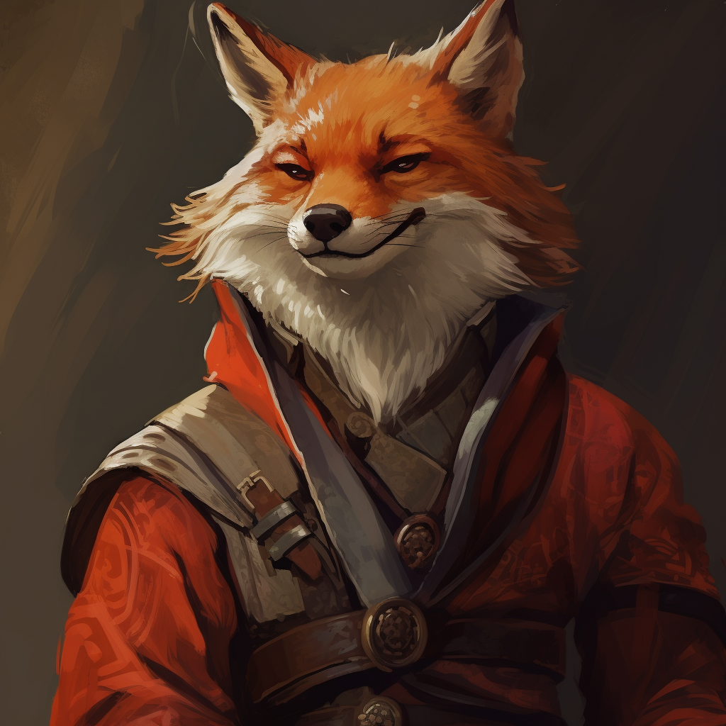 Strong furry fox monk smiling