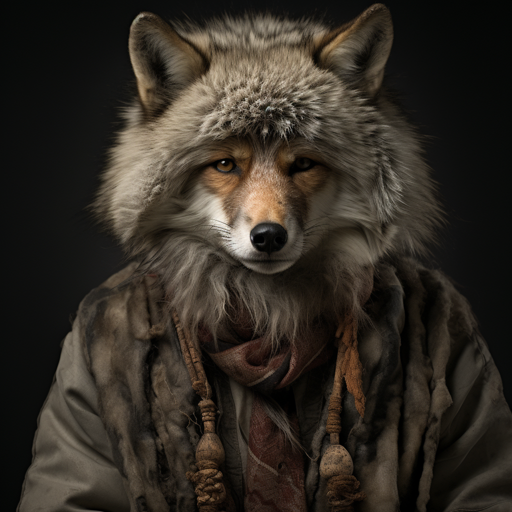 Furry human fox portrait