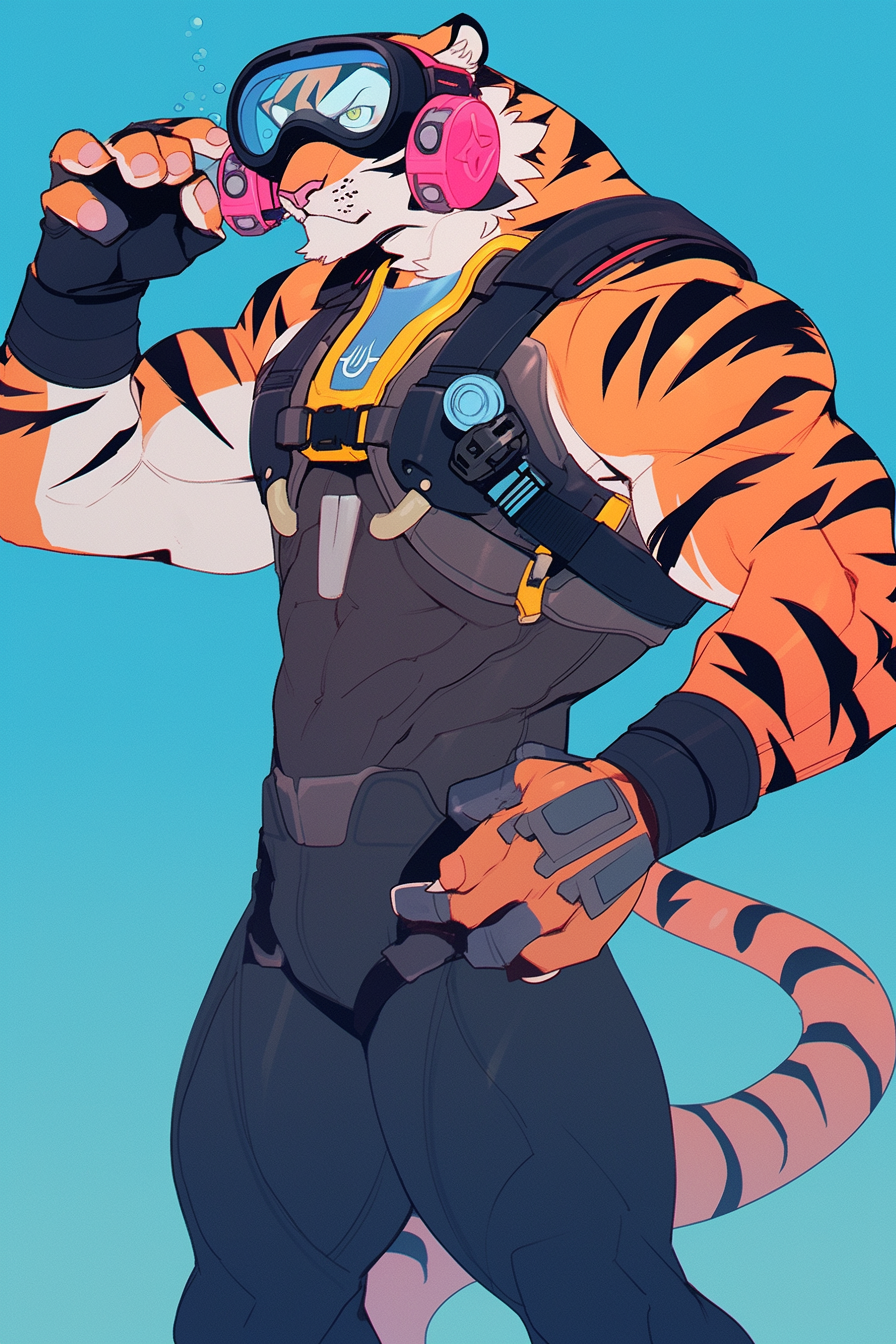 Illustration of a Male Furry Tiger Superhero