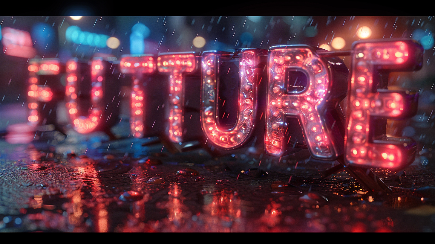 holographic future cult lettering design