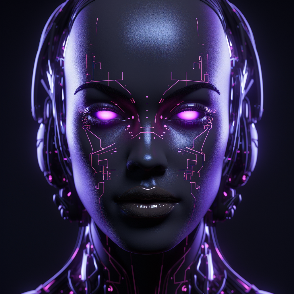 futuristic neon face 3D render