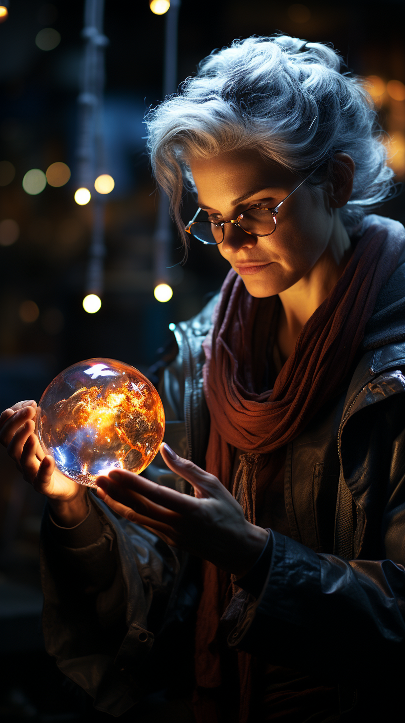 Young woman gazing into a crystal ball