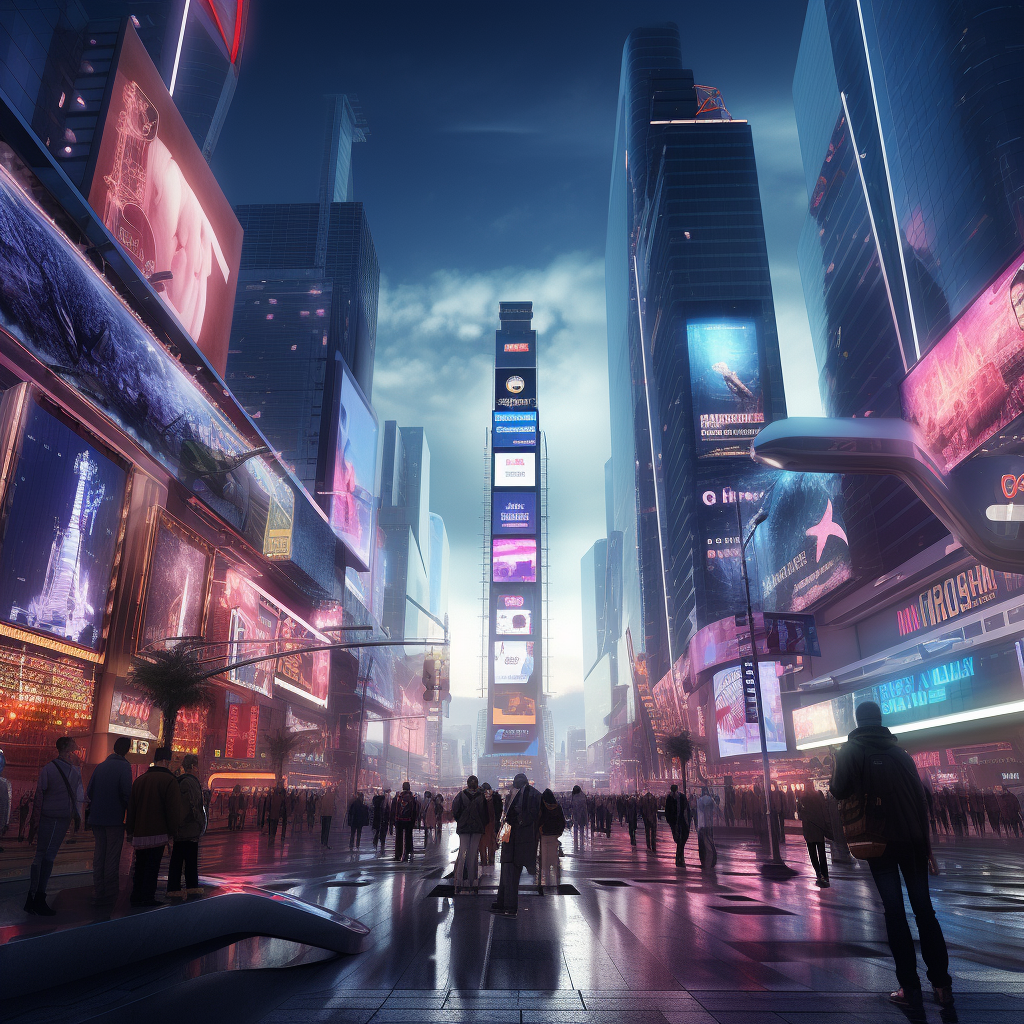 Vibrant Times Square in the Future