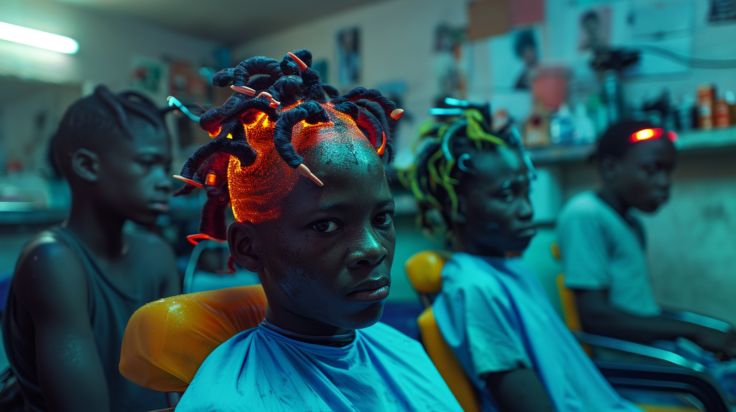 African Barbershop with Nigerian Teenagers in 2300