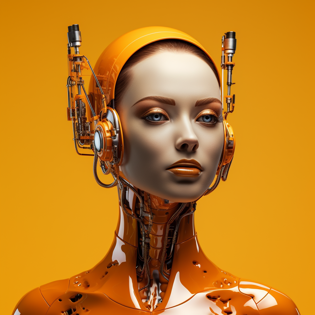 Futuristic AI Robot Woman with Creative Idea