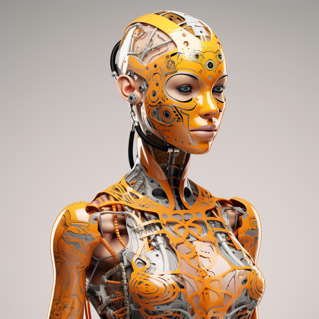 Futuristic AI Robot Woman with Creative Idea