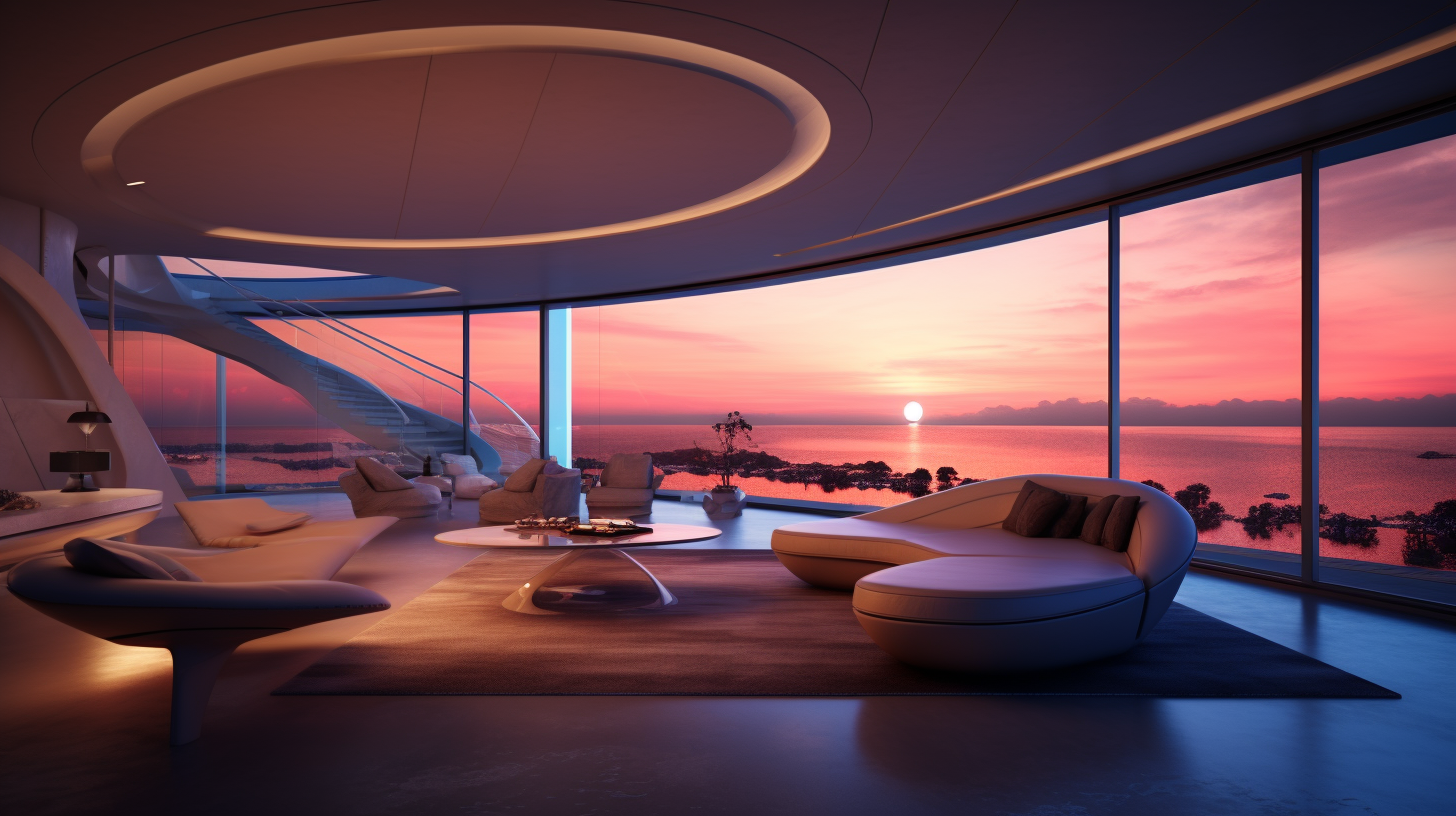 Futuristic apartment with beach view