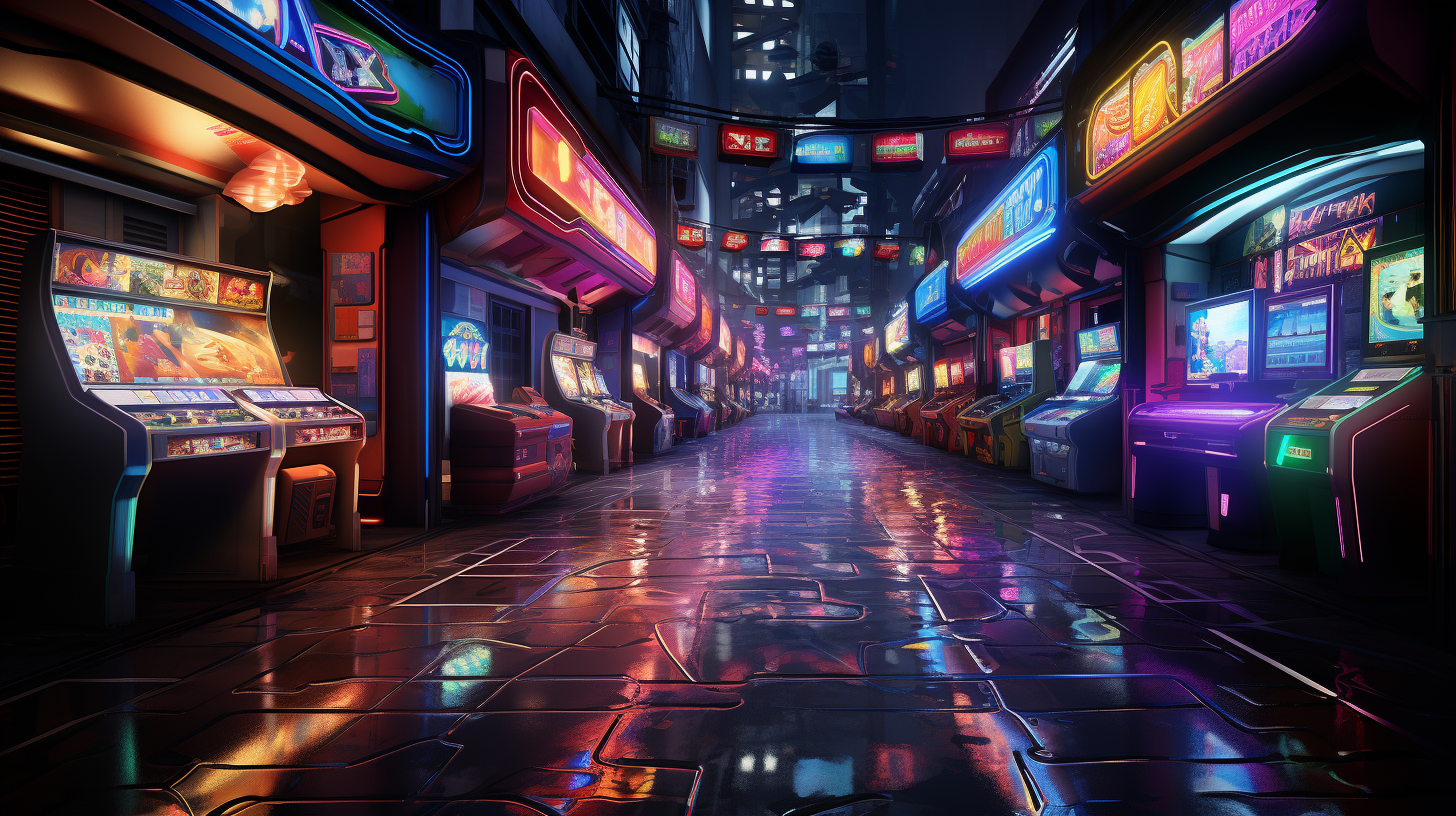 futuristic arcade tron aesthetic neon colors