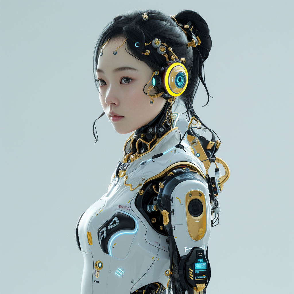 Asian girl half human half robot