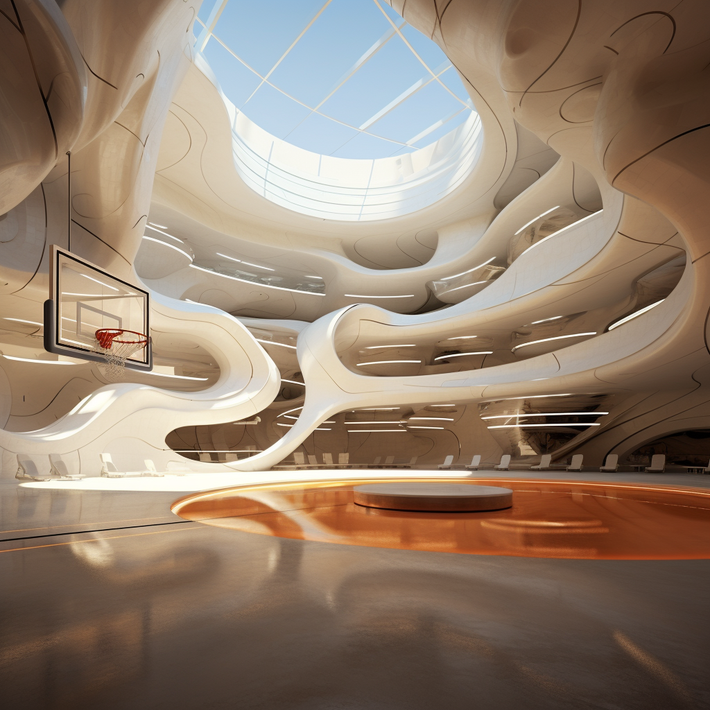 Futuristic basketball court