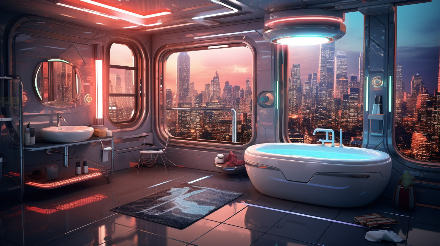 Futuristic Bathroom with Neon Lights