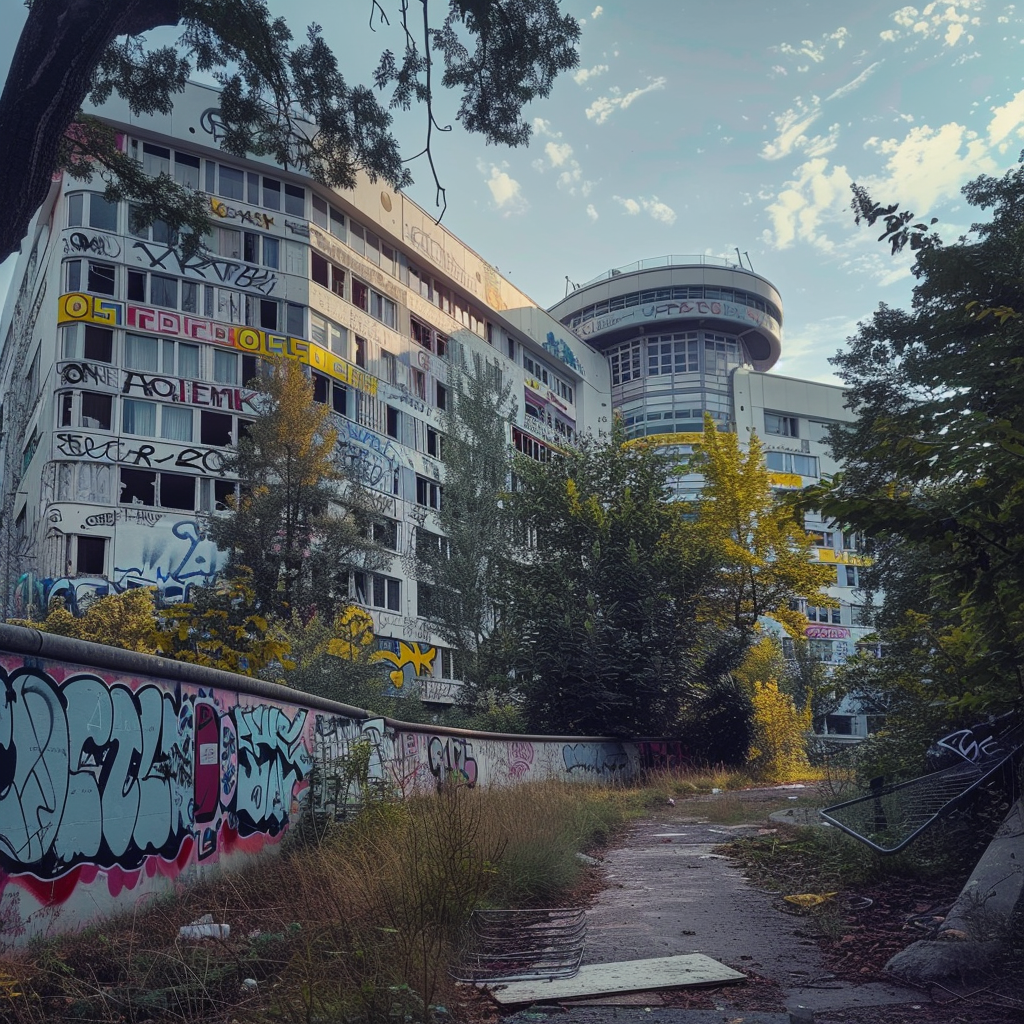 Berlin Futuristic Hospital Graffiti Trees