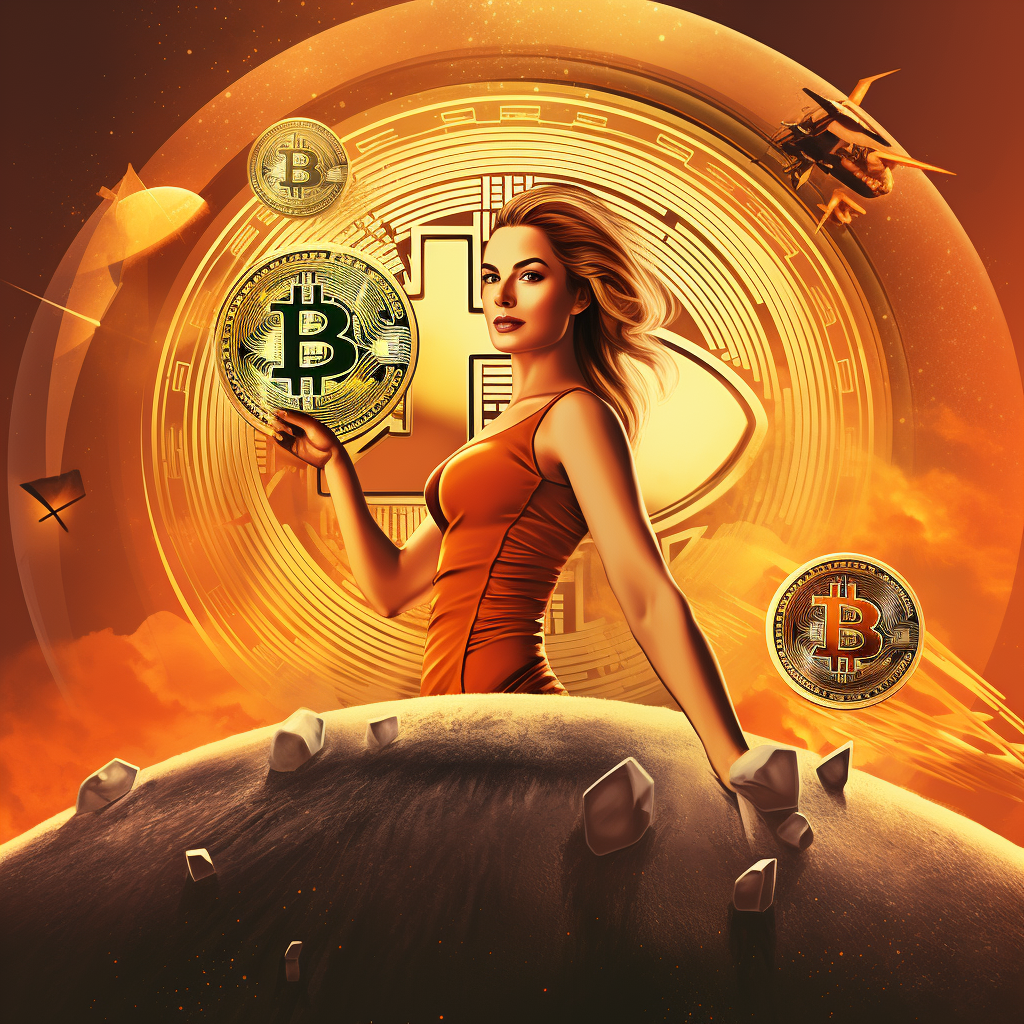 50s style futuristic bitcoin poster