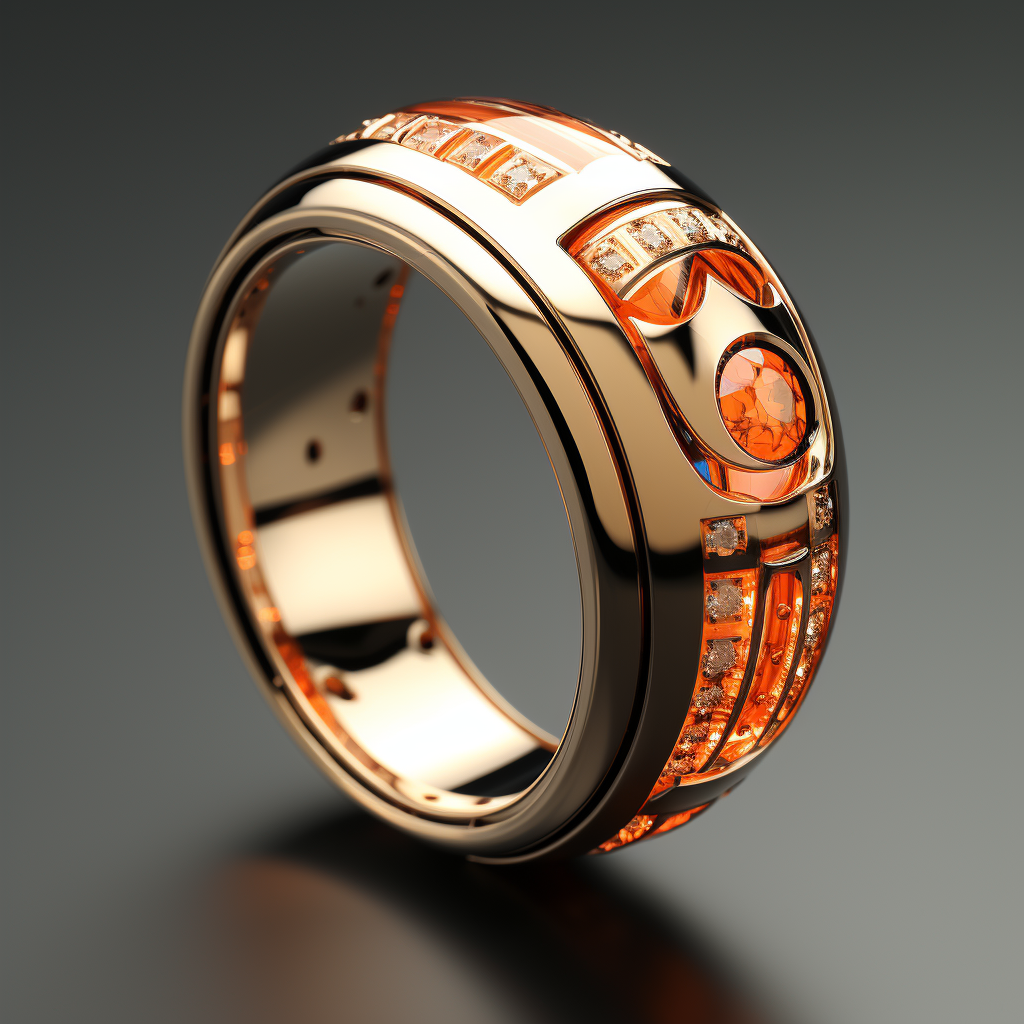 Stunning futuristic bitcoin ring with drone-ball sport