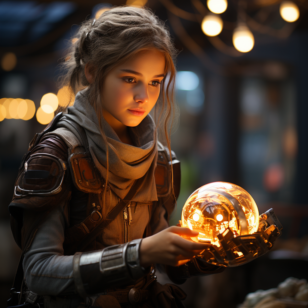 woman using futuristic bread-making device