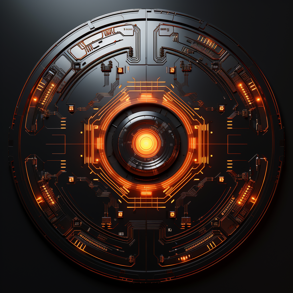 Hyper realistic futuristic circuitry coin HUD