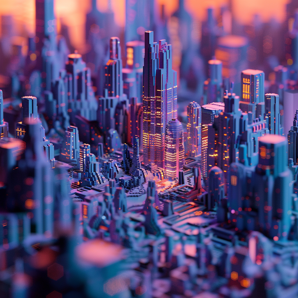 3D futuristic city sculpture art