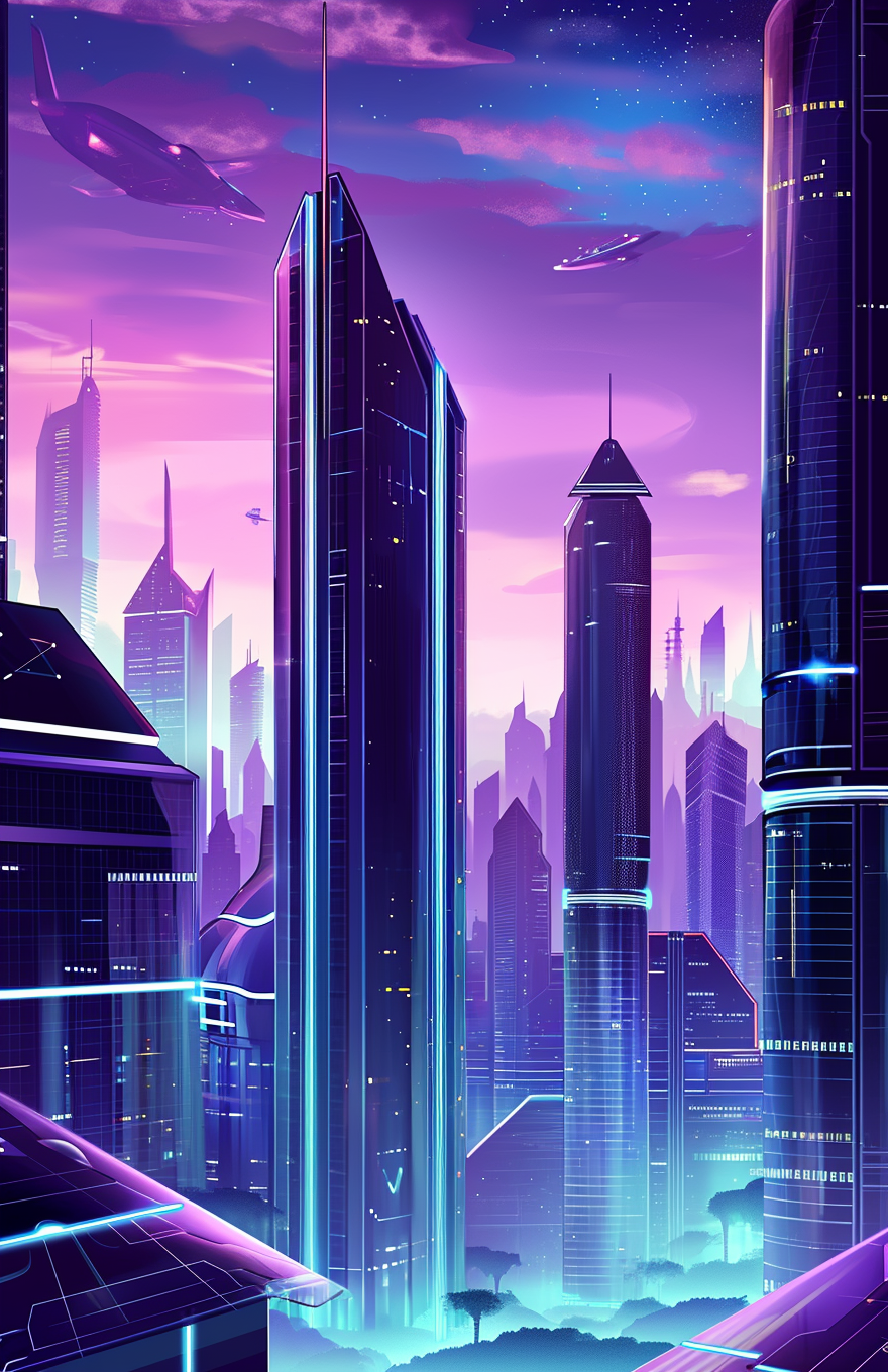 Futuristic cityscape vector illustration