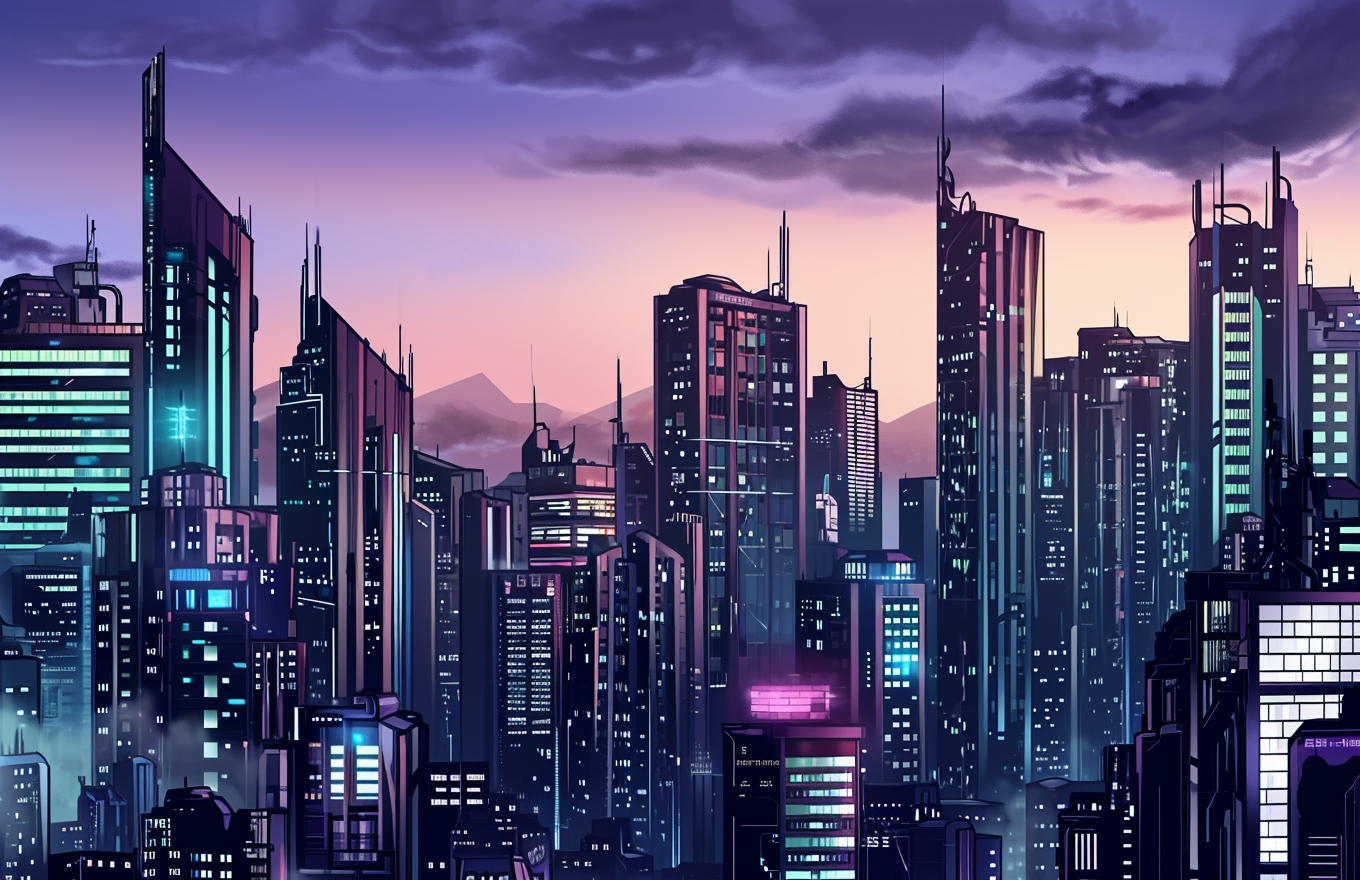 Futuristic cityscape vector art