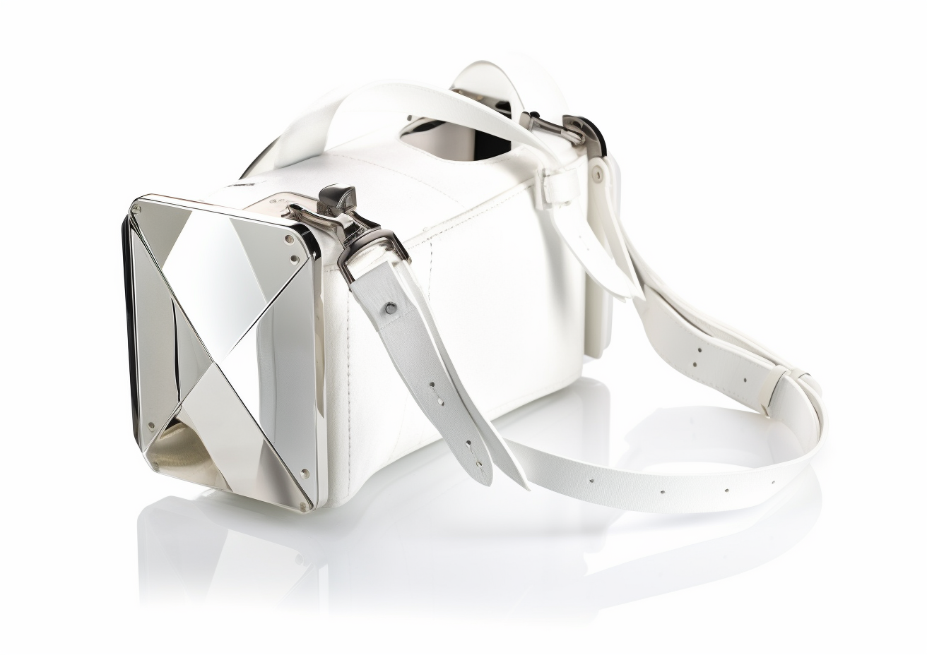 Futuristic classic white case with detachable strap