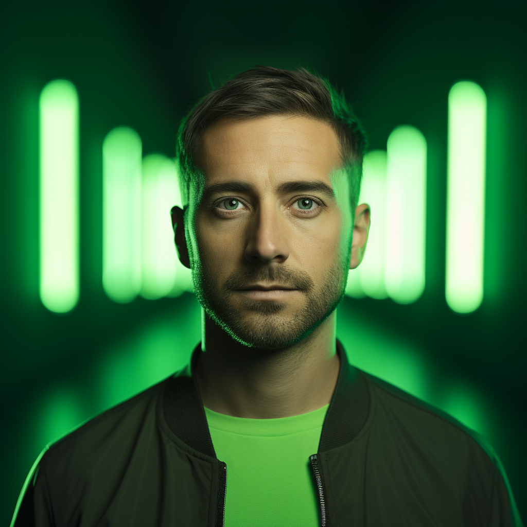 Confident man on chroma key background