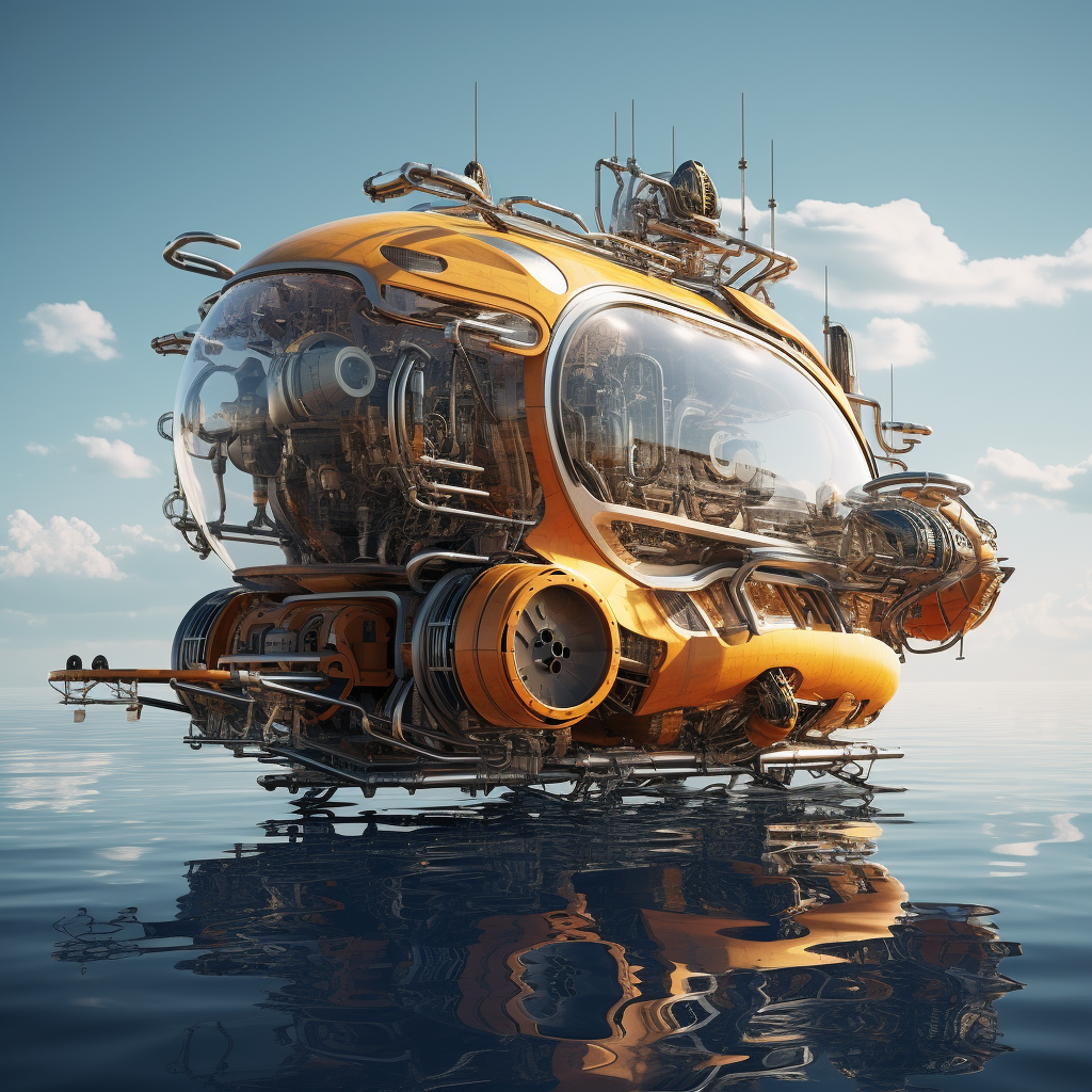 Futuristic Construction Machine on Water