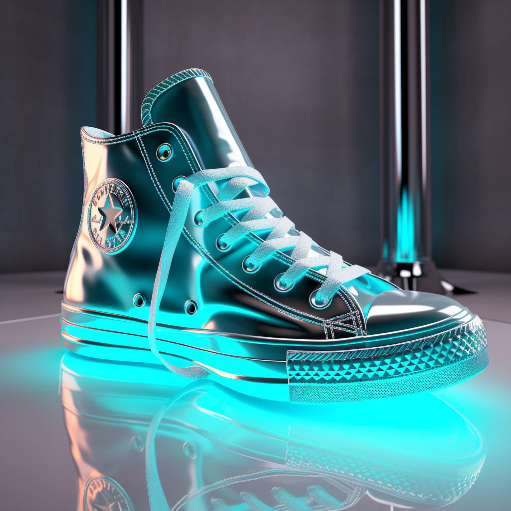 Futuristic Converse Chrome Grey Shoe with Logo