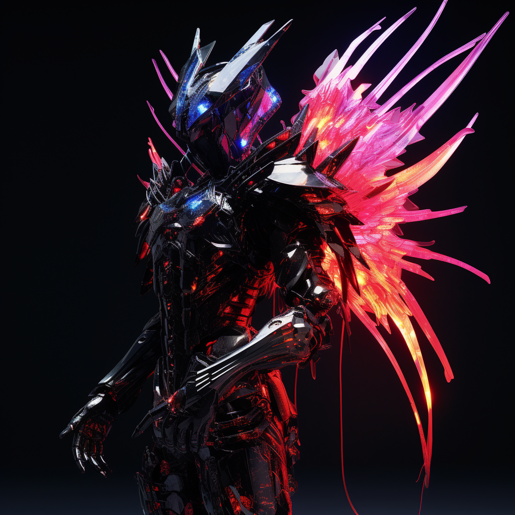 Futuristic cyber glitch devil hunter