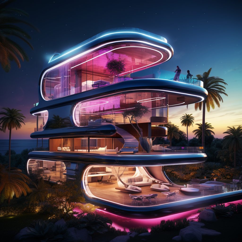 Futuristic Electromagnetic Home in Cyber City