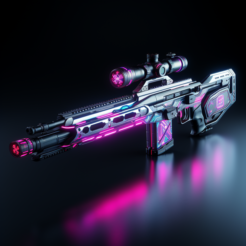 Futuristic sniper rifle with holographic red electricity ⚡