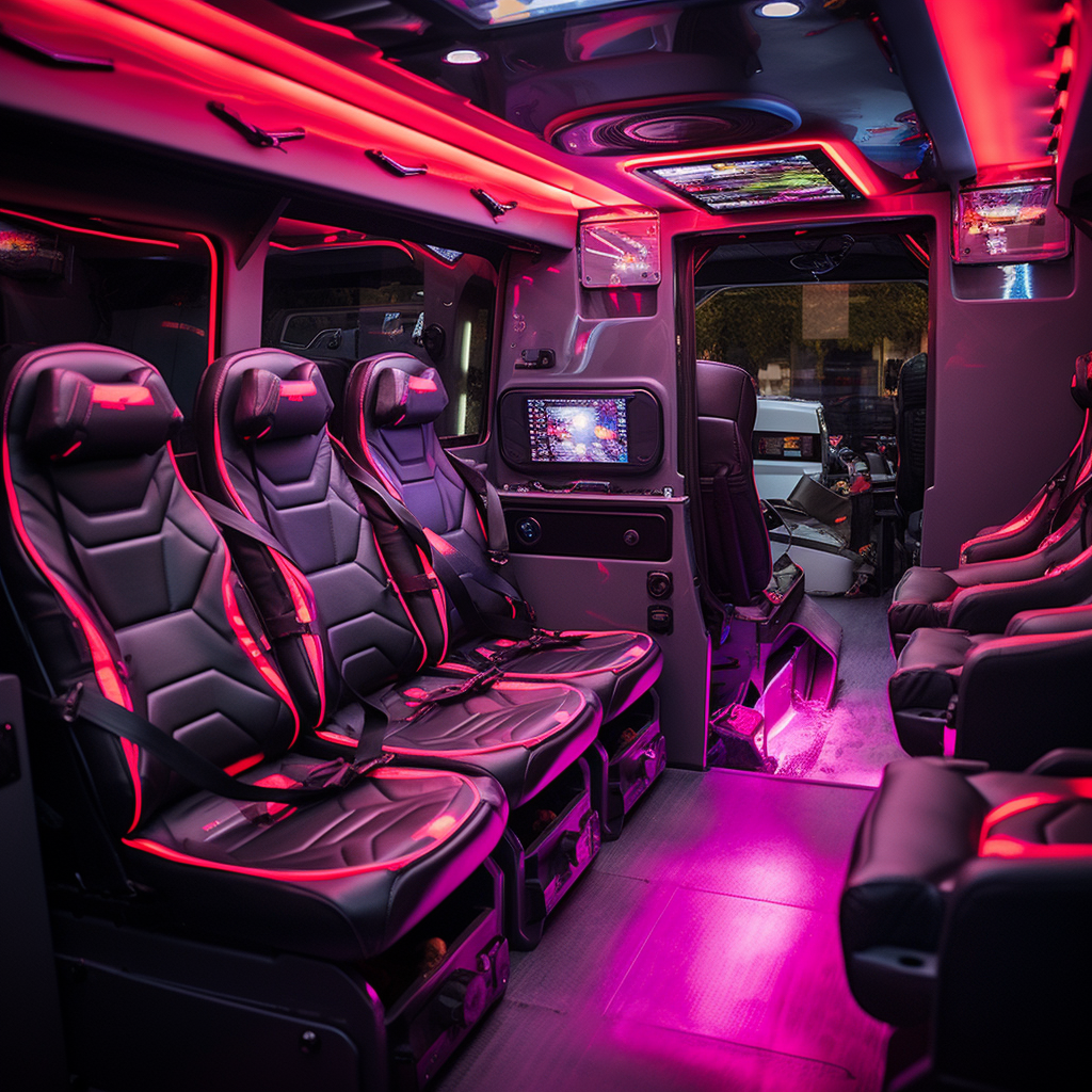 Fully Equipped Futuristic Gaming Bus