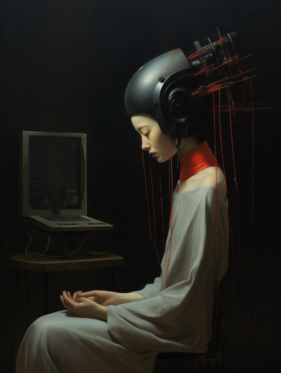 Futuristic Geisha Android Oil Painting