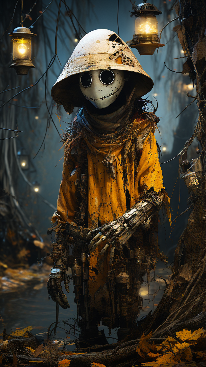 Whimsical Halloween Scarecrow Artwork