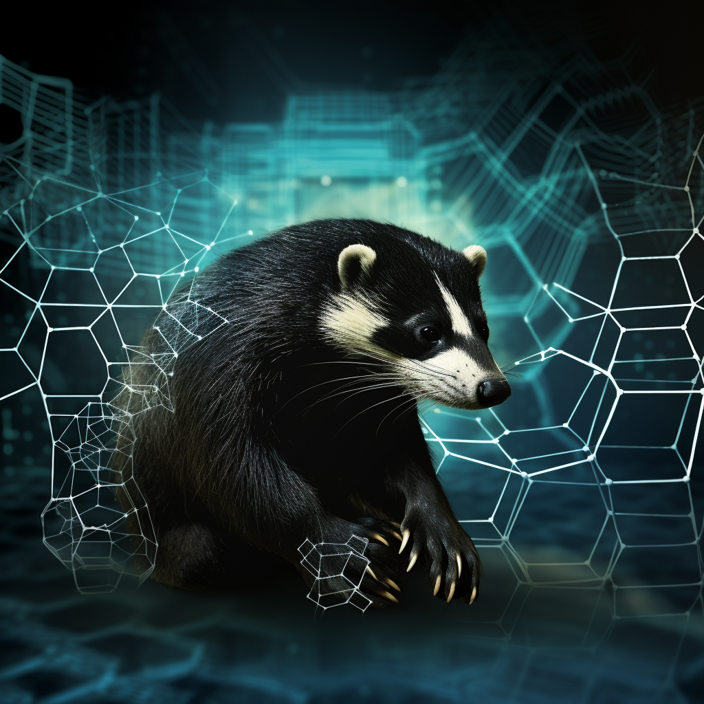 Futuristic honey badger network illustration