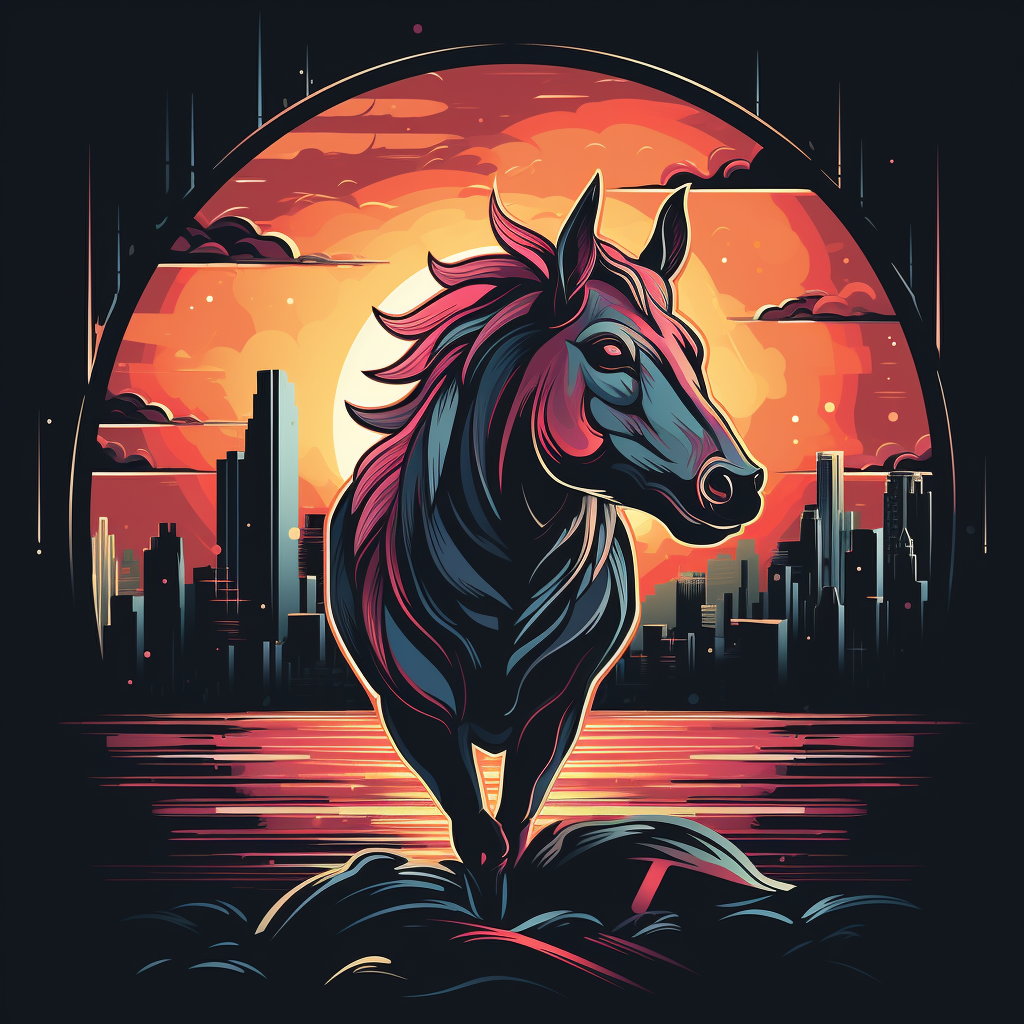 Futuristic horse and boar logo