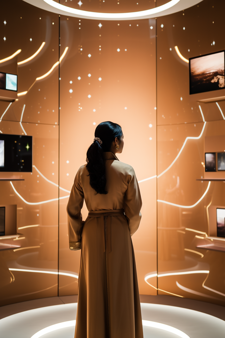 Indian Woman in Futuristic Luxury Boutique