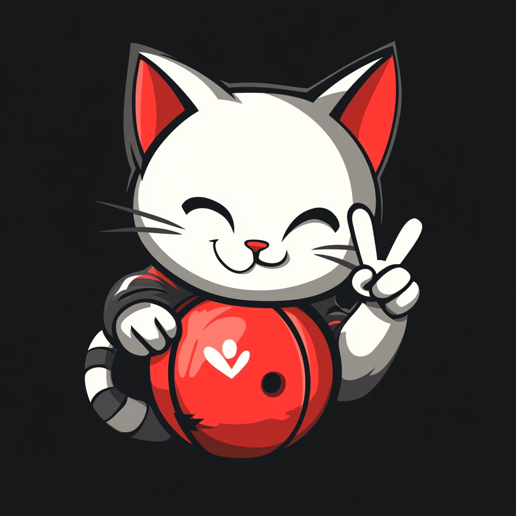 Cute kitten holding grenade logo