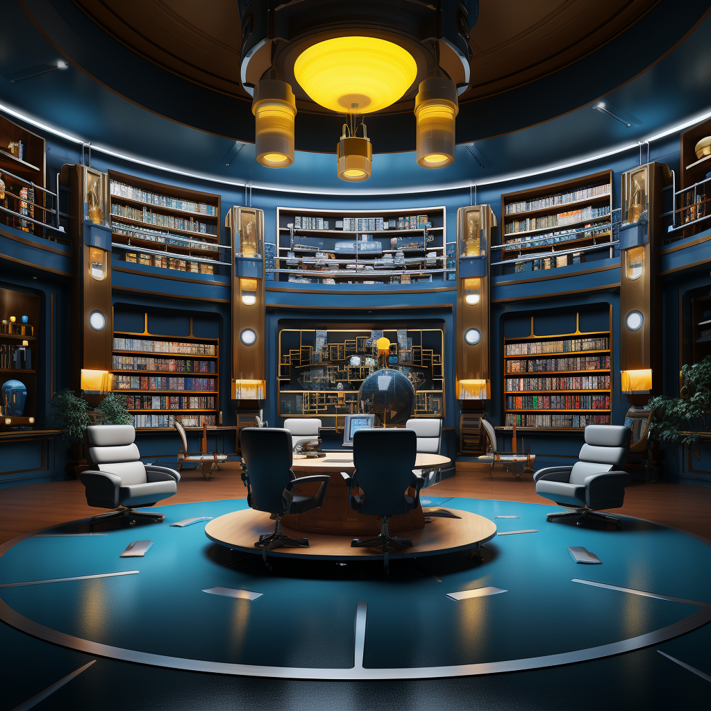 Futuristic Law Library Scene