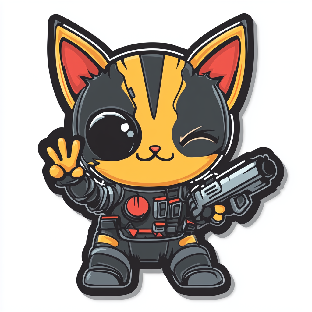 Cute Cyborg Kitten Logo Patch