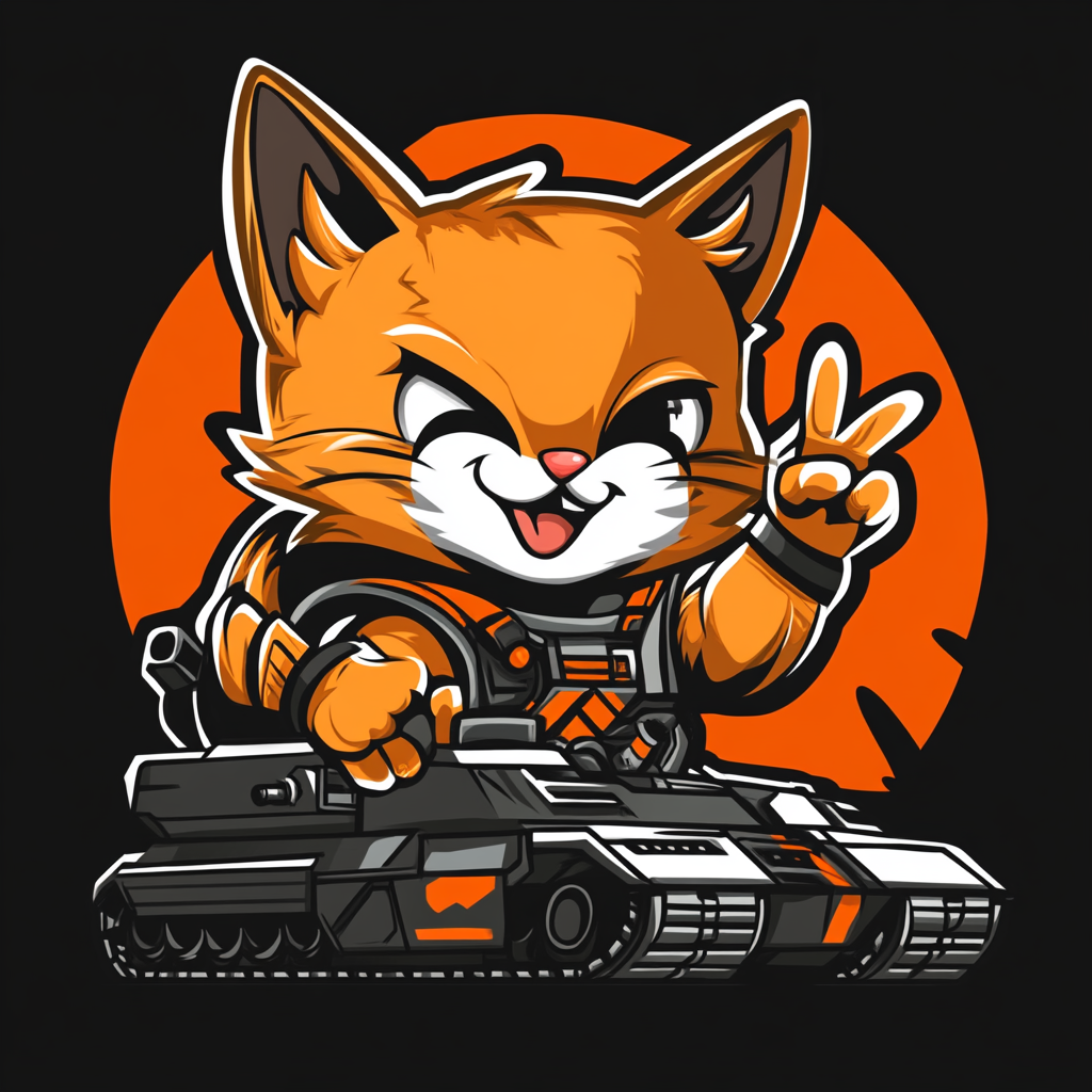 cute orange cyborg kitten logo