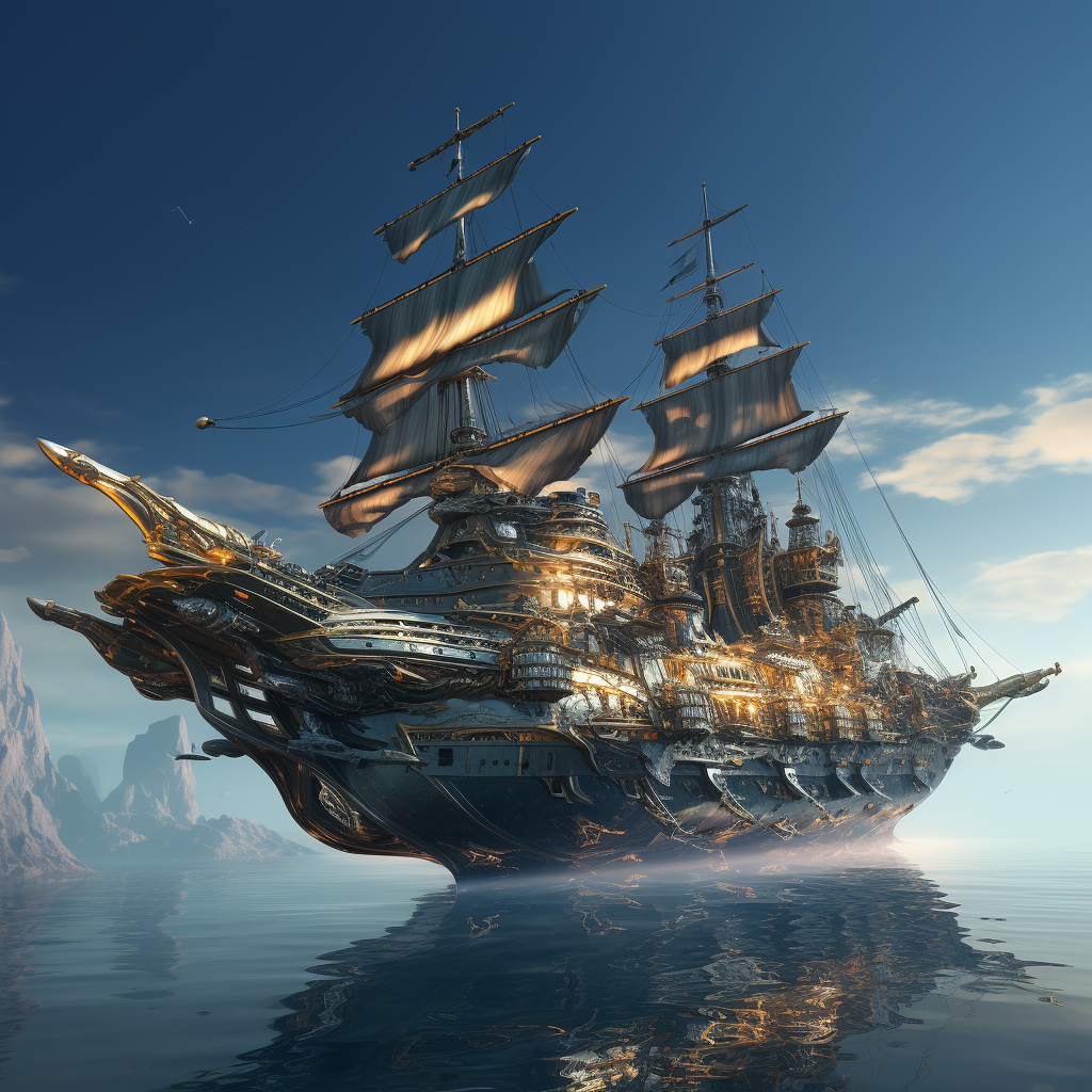 Metal galleon in Sea of Thieves